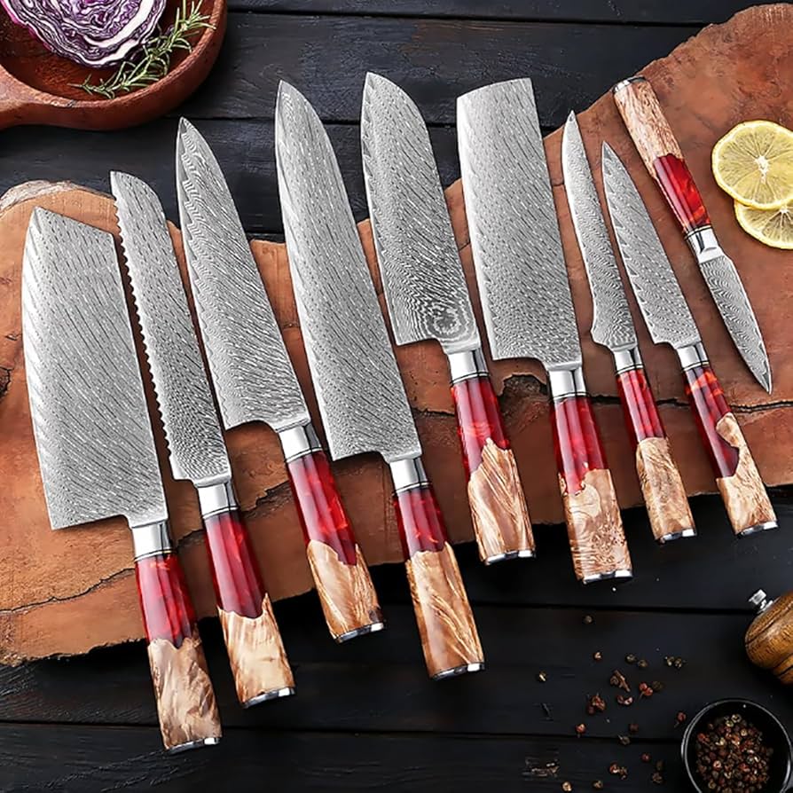 Amazon.com: GULSARAYI Dacus Kitchn Knfe Set,Red Resn handle